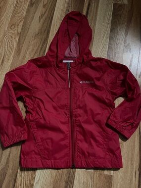 Columbia Kids Red Hooded Lightweight Windbreaker Jacket
